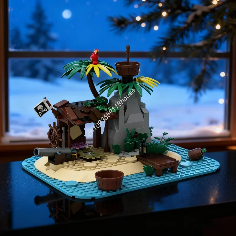 

249 деталей MOC: Модель острова-развалины корабля «Пираты» — конструктор, игрушка для самостоятельной сборки, идея для подарка на Рождество или День рождения для детей