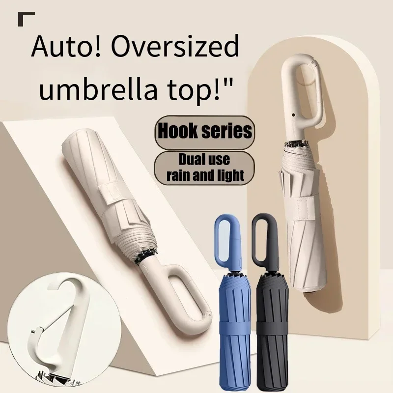 

20 Bones Windproof Strong Reinforced Automatic Folding Umbrella for Men, Large Buckle Handle Wind and Water Resistant