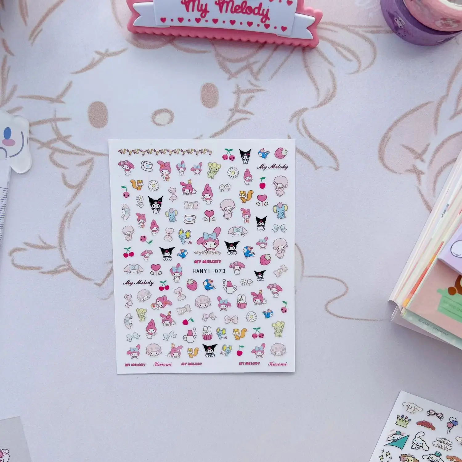 1 sheet Sanrio series nail set cute cartoon makeup toy girl DIY home dress nail stickers