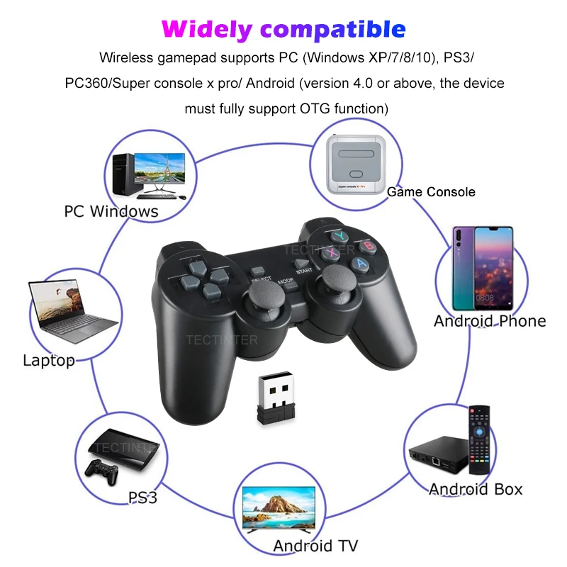 لوحة ألعاب لاسلكية 2.4 جيجا هرتز لـ PS3/ TV Box/Android Phone PC Game Controller عصا التحكم لملحقات PS3
