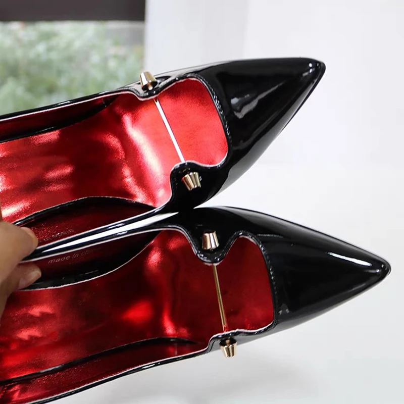 12cm Metal Pumps Stilettos High Heels Solid Black OL Office Ladies Party Ladies Pointed Toe Man Unisex Black Dress Shoes Size46
