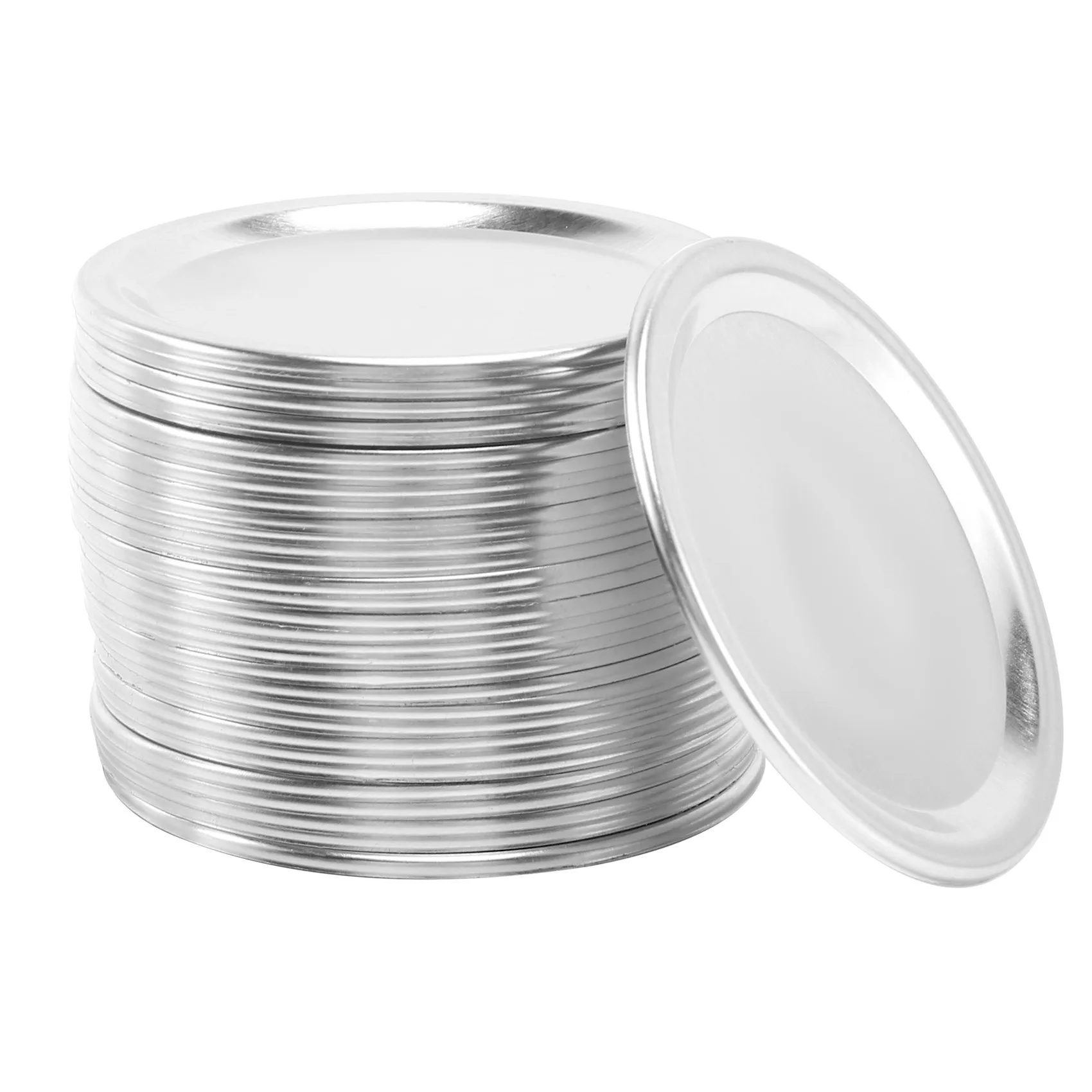 

A56P-100 Pcs Regular Mouth 70MM Jar Canning Lids, Reusable Leak Proof Split-Type Silver Lids With Silicone Seals Rings