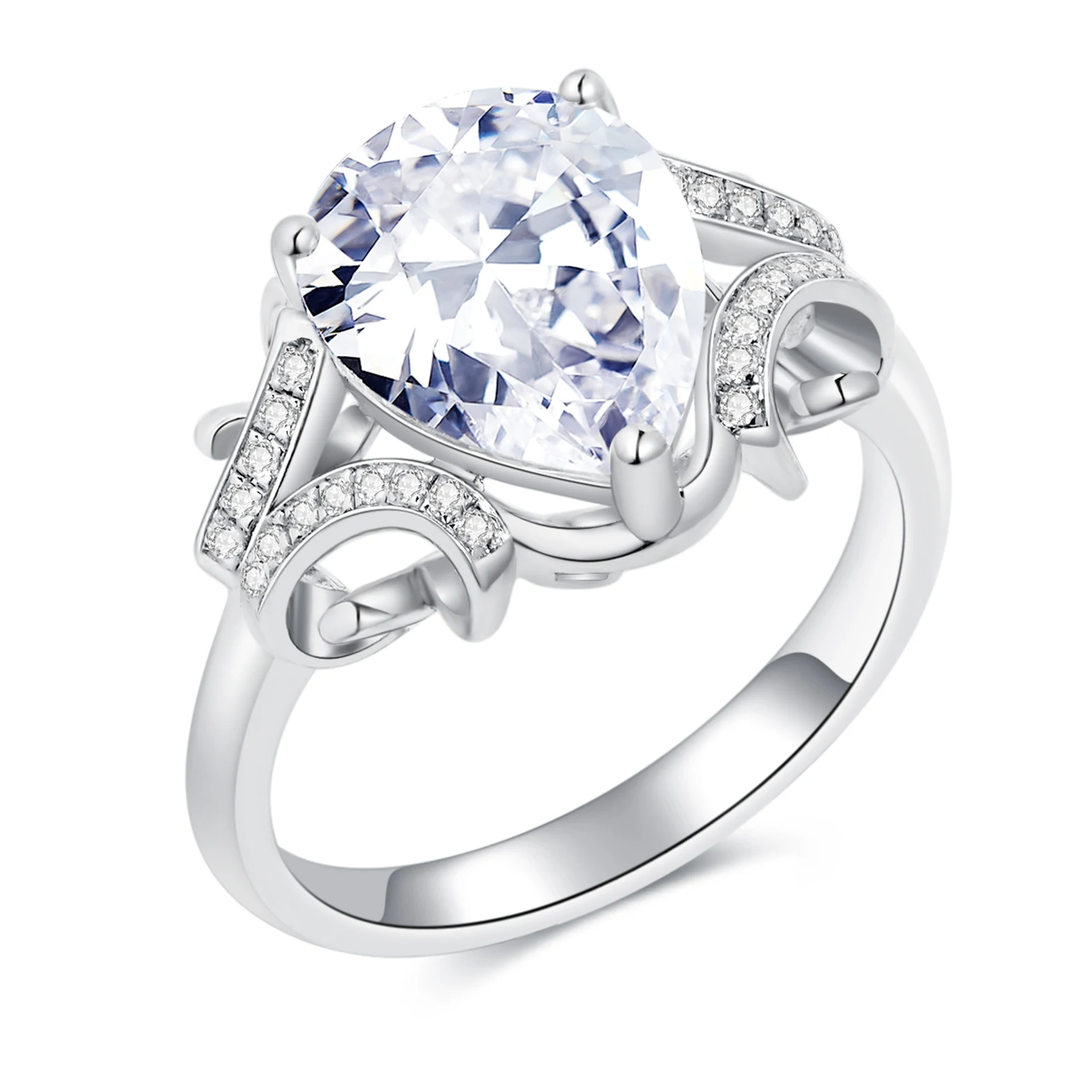 

Обручальное кольцо в форме капли с кубическим цирконием 4,5 CTTW грушевидной огранки