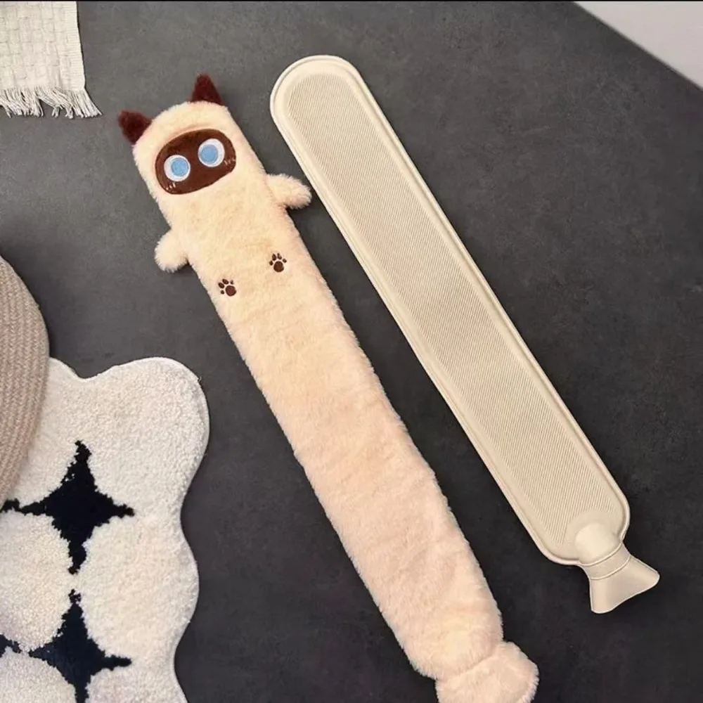 

Water-filled Siamese Cat Hot Water Bag Rubber Bag Cartoon Long Cat Hot Water Bottle Durable Thickened Kitty Hand Warmer Winter