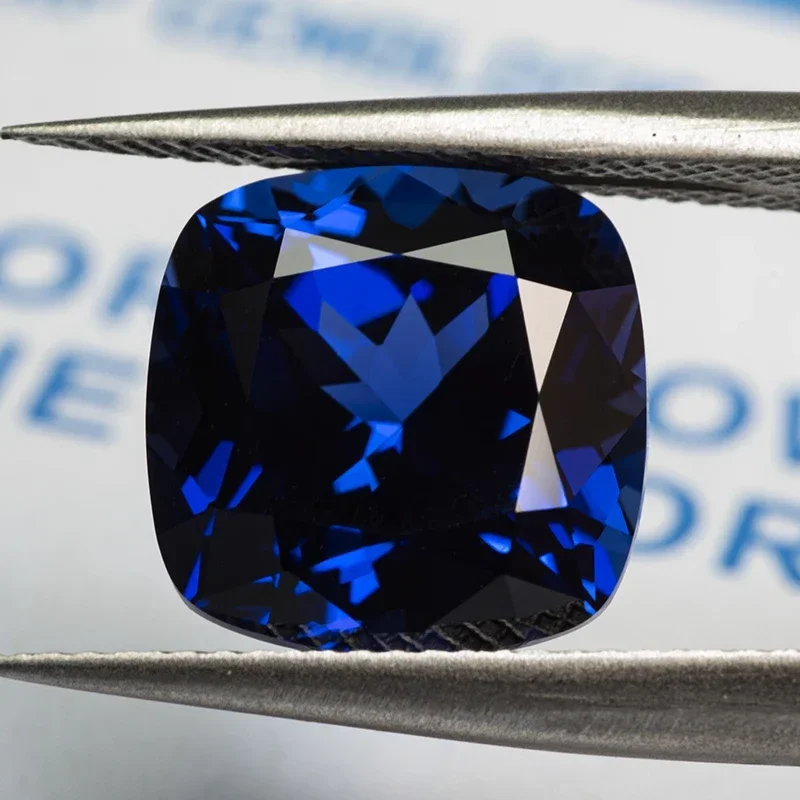 Lab Grown Sapphire Square Cushion Shape Top Quality Royal Blue Stone For Charms Diy Jewelry Making Selectable AGL Certificate