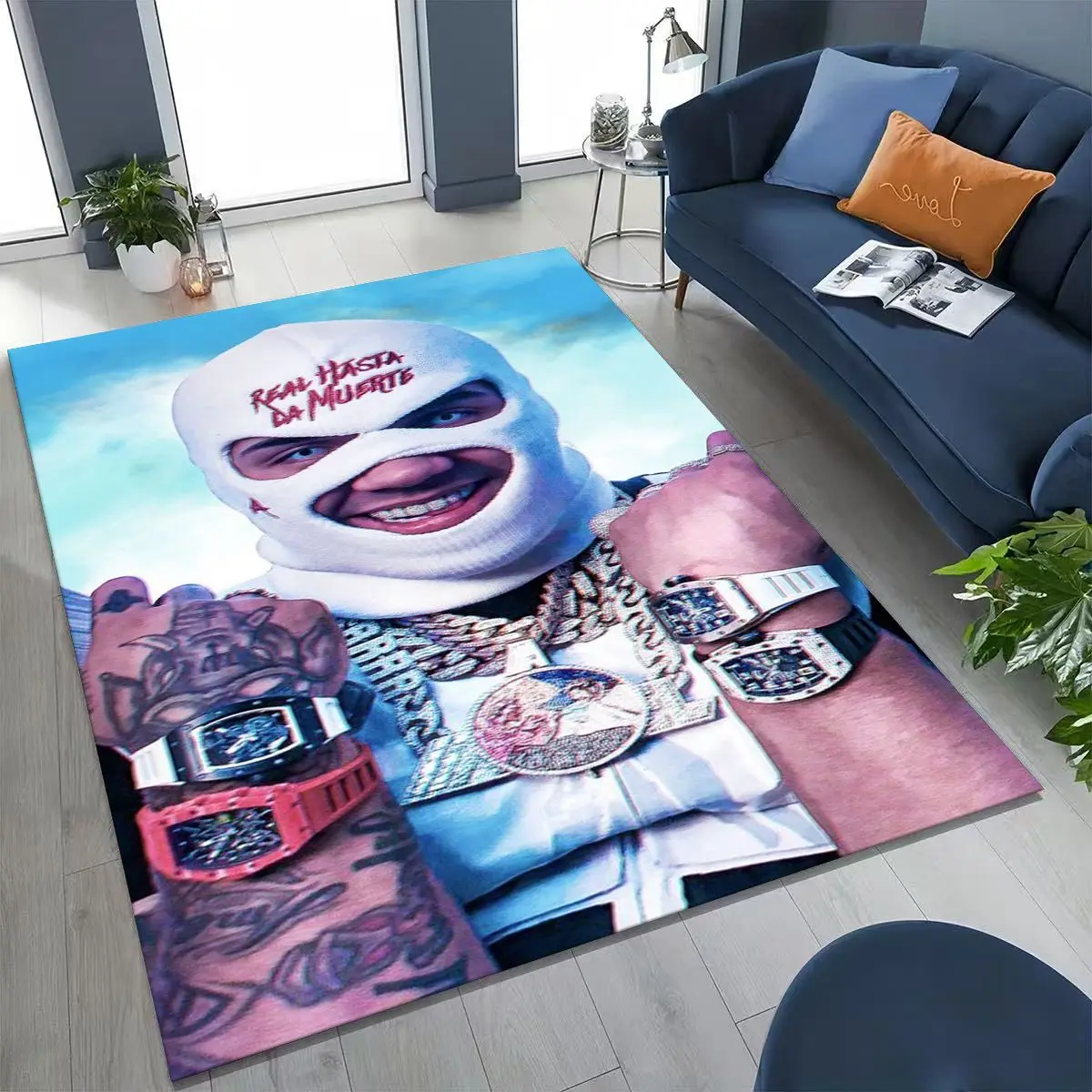 Anuel AA  Hip Hop Rapper Singer Rug for Bedroom Living Room Sofa Home Doormat Decor, Large Kids Play Non-slip Floor Mat Gift - view 5