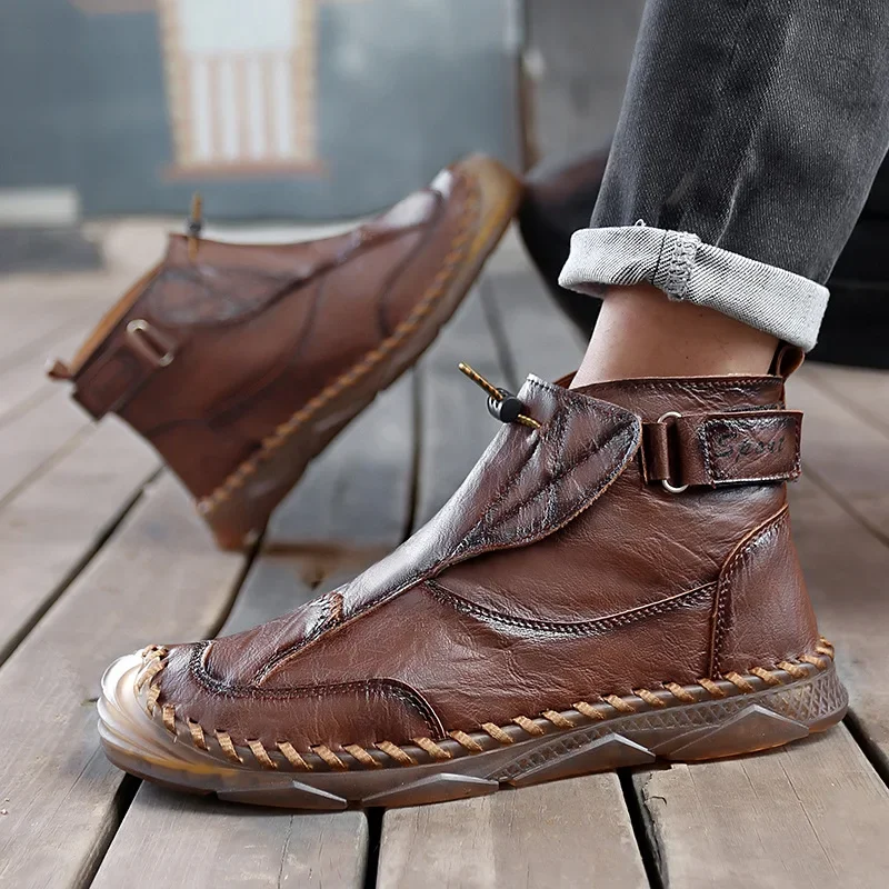 

Spring 2025 Retro Trendy Business Large Size Men's Shoes Genuine Leather British Casual Leather Shoes Brown Work Shoes Men