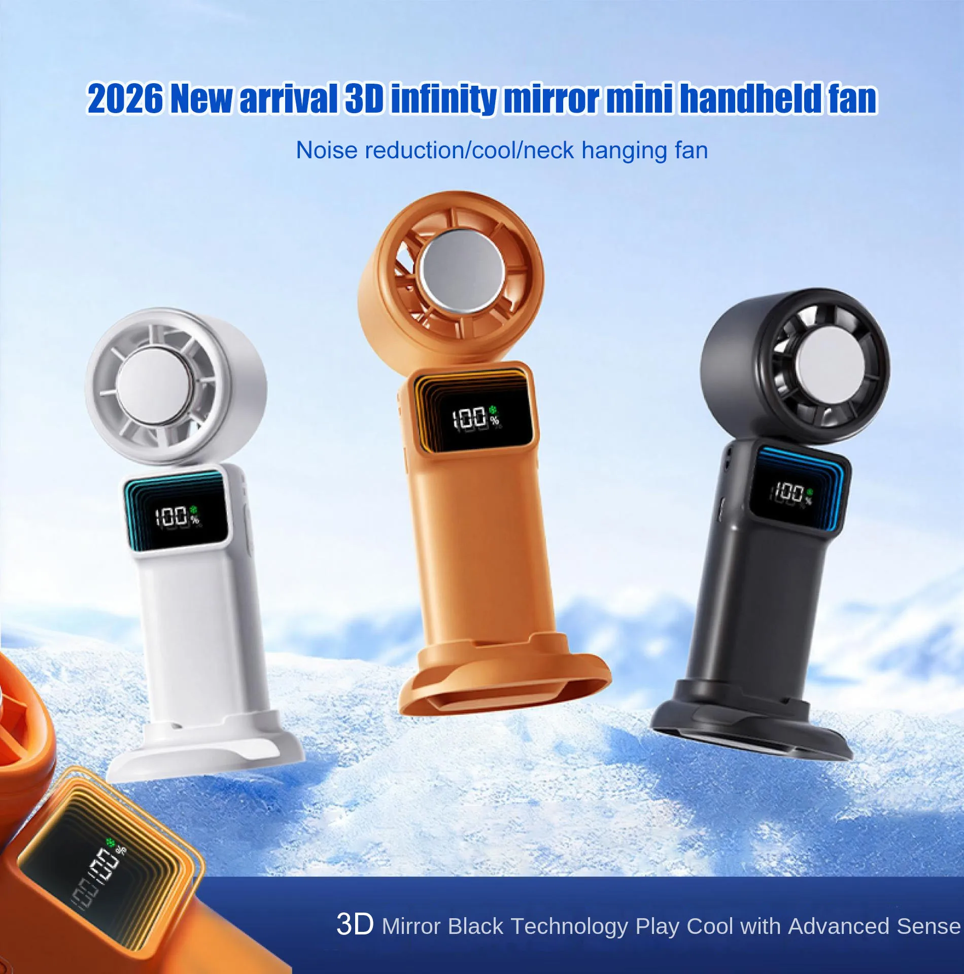 4000mahIce Compress Handheld Fan Portable Outdoor Usb Digital Display Folding Refrigeration High Speed Violent Turbine