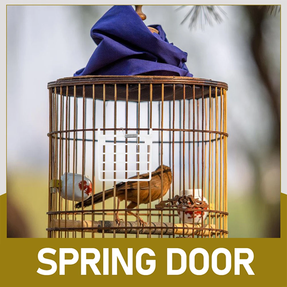 

4Pcs Replaceable Bird Cage Spring Doors Strong Plastic Construction for Parrot Pigeon Cage Quick Install No Tools Needed