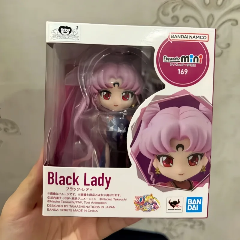

Оригинальный Bandai Mini Black Lady Sailor Moon Crystal Star, компактное издание, аниме-фигурка, модель из ПВХ, версия Q, коллекция игрушек, подарки