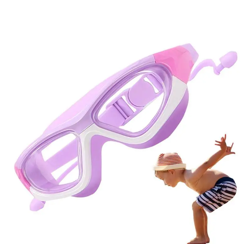 김서림 방지 자외선 차단 어린이 수영 고글, 귀마개가 있는 유아 수영 고글, 청소년 청소년 수영 안경