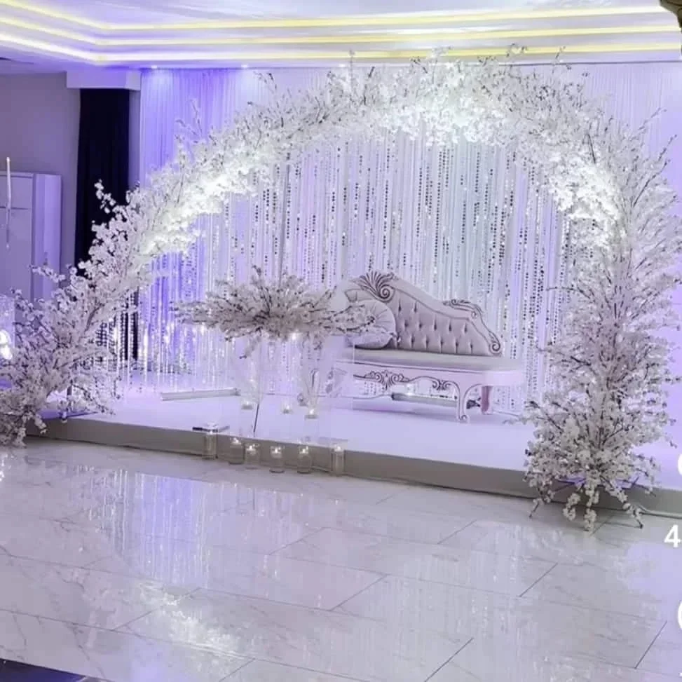 

Semicircle Curved Silver Stainless Steel Backdrop, Stage Decoration, Wedding Backdrop,