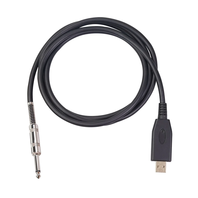 USB Guitar Cable ,USB Guitar Interface Male To 6.35Mm Gold-Plated Mono Plug,Nylon Braid Recording Cable