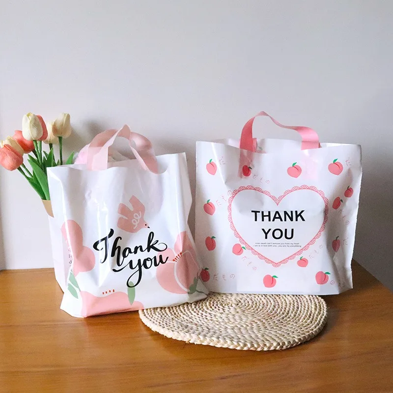 50Pcs/Lot Thank You Gift Bag Wedding Birthday Party Gift Packaging Plastic Bag Decoration Small Business Packaging Bag