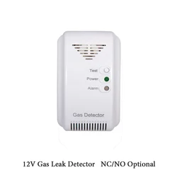 12Vdc NC/NO Relay Output Wire Combustible Gas Sensor 90-240VAC Kitchen Security Coal Natural Gas LPG Leaking Alarm CH4 Detector