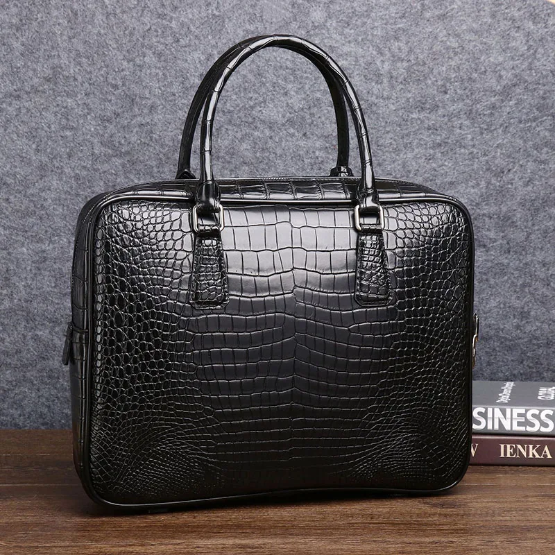 Genuine leather Men's Shoulder Bag With Crocodile Pattern luxury Handbag, New large Capacity Briefcase, Business Men's Bag Trend