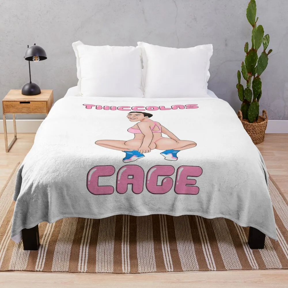 Thiccolas Cage - Dummy Thicc Nicolas Cage Meme Throw Blanket warm for winter Cute Personalized Gift Blankets