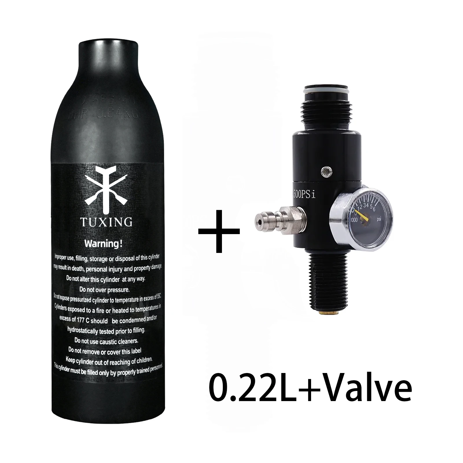 

TUXING 0.22L 220cc 200Bar 3000Psi Aluminum Cylinder with Regulating Valve High Pressure Oxygen CO2 Air Tank Filling M18*1.5