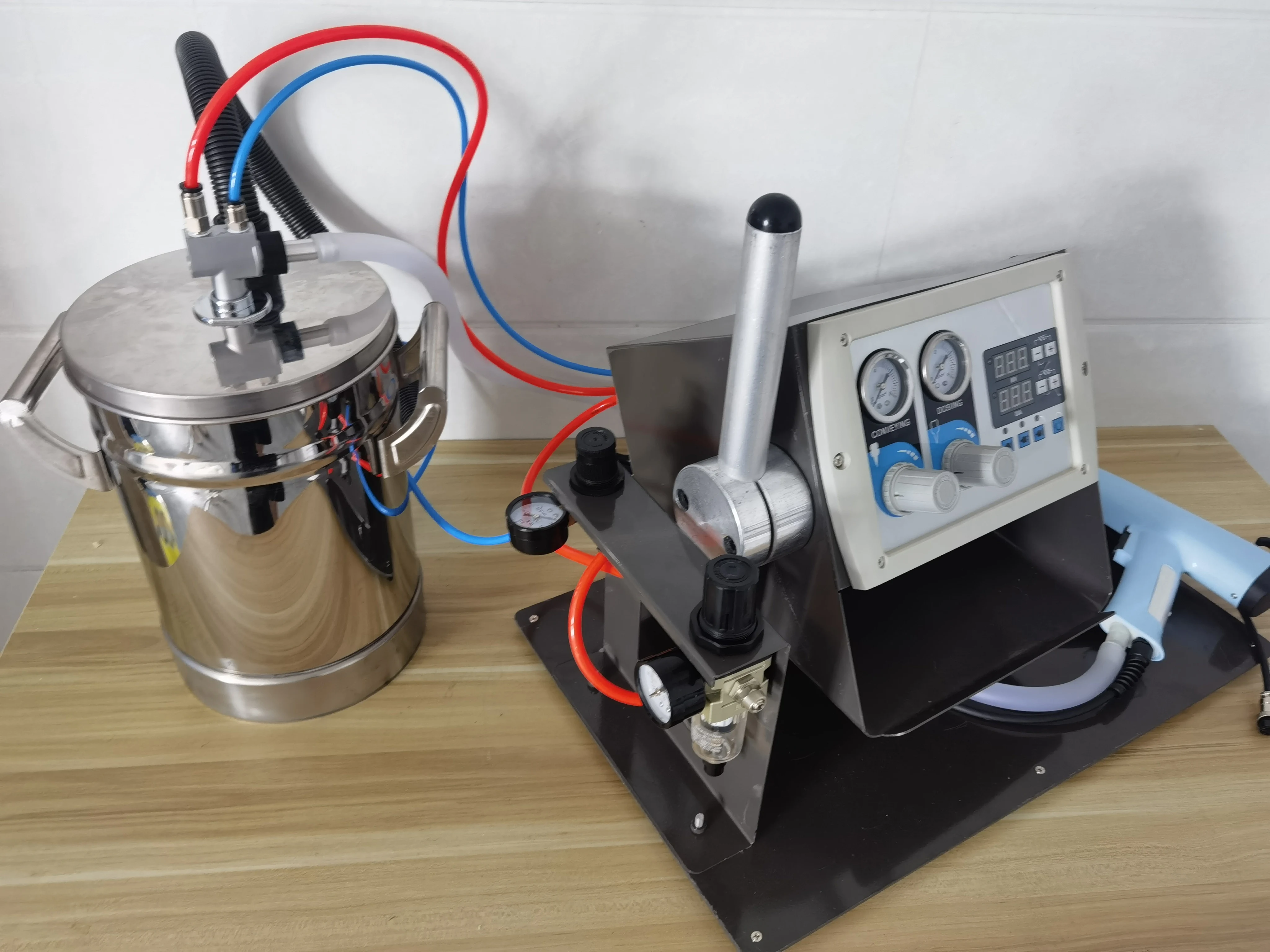 Lab Test Powder Coating Painting Machine Kit With Stainless steel bucket Powder Coating Spray Gun and 801 Painting Unit