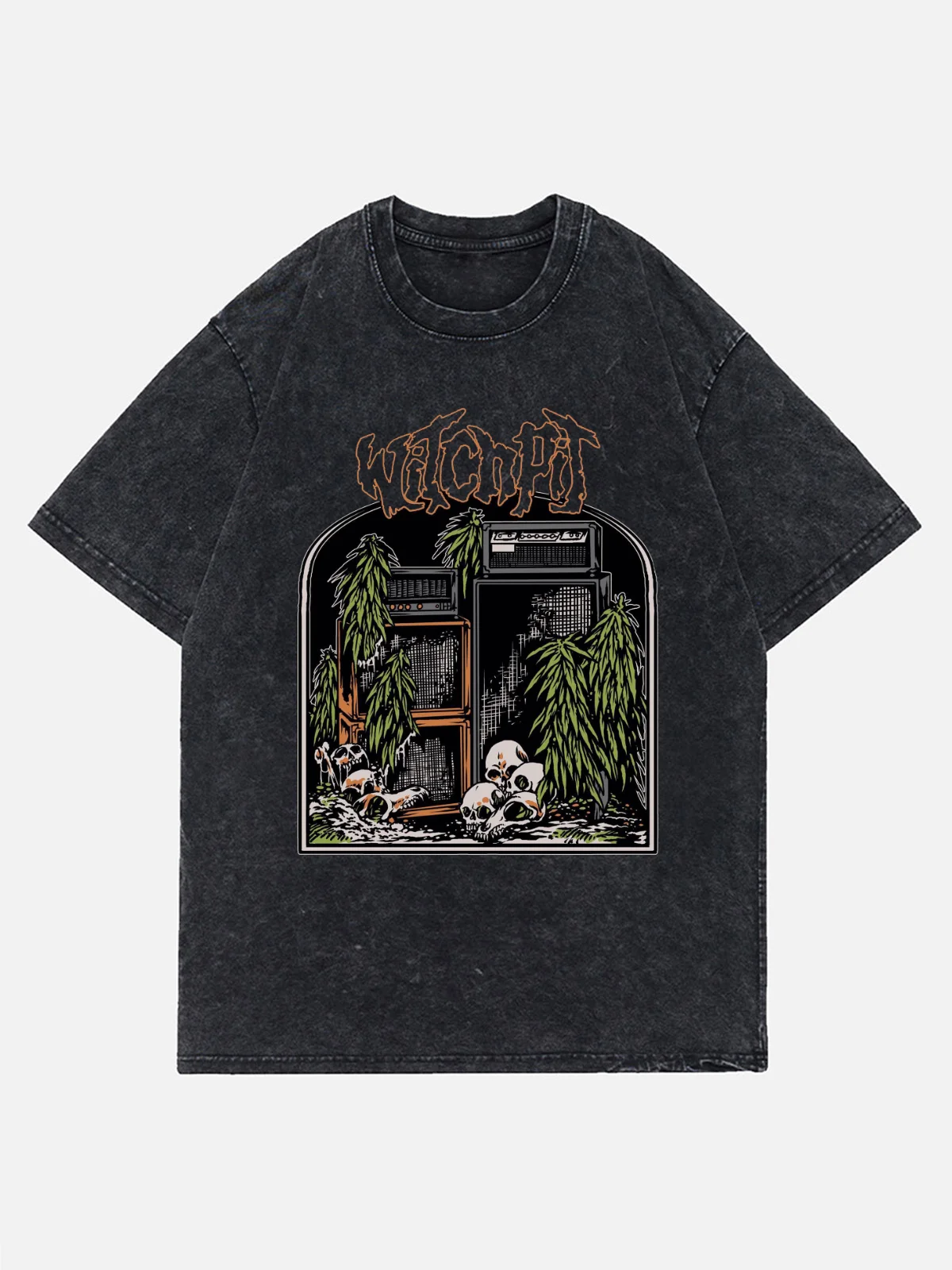 Novel Witchpit Skull Wash T Shirt Men Cotton Tshirt Oversize Women Unisex Harajuku T-shirt Clothing