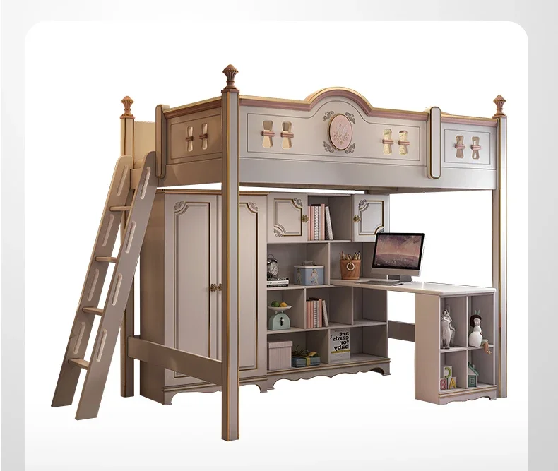 Litera de madera maciza para niños, Camas grandes de lujo, muebles de Dormitorio, americano, Noble