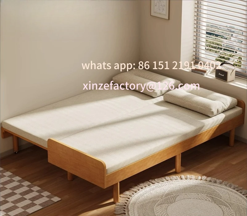 

Customizable retractable bed Small apartment folding sofa bed for study Solid wood dual-purpose double single sitting