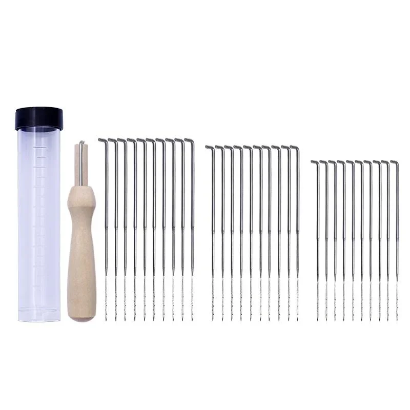 30ชิ้นผ้าขนสัตว์รู้สึกว่าเข็มรู้สึกชุดเริ่มต้น felting เข็มรู้สึกแพคเกจ DIY สำหรับ felting กับขวด