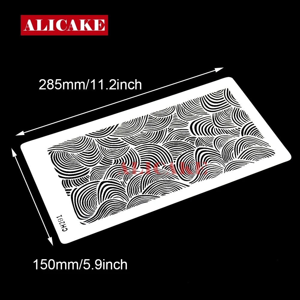 Line Thread Pattern Cake Stencil Template Wedding Lace Cake Decorating Fondant Mold Plastic Drawing Spiral Cookies Stencils