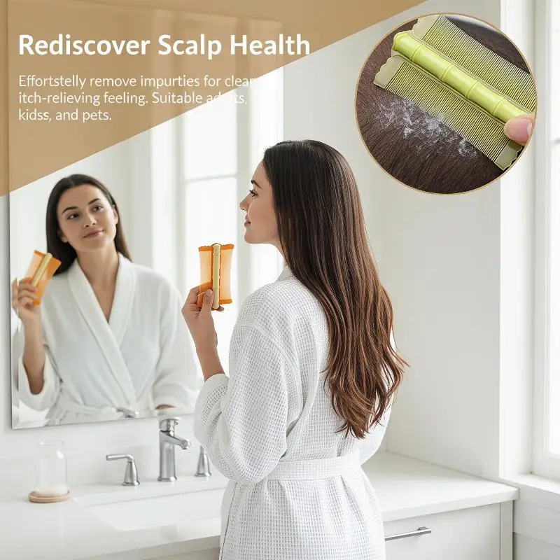 Plastic Bamboo Node Comb Double Sided Fine Teeth Encrypted Design Fast Head Lice Removal for Family Daily Use