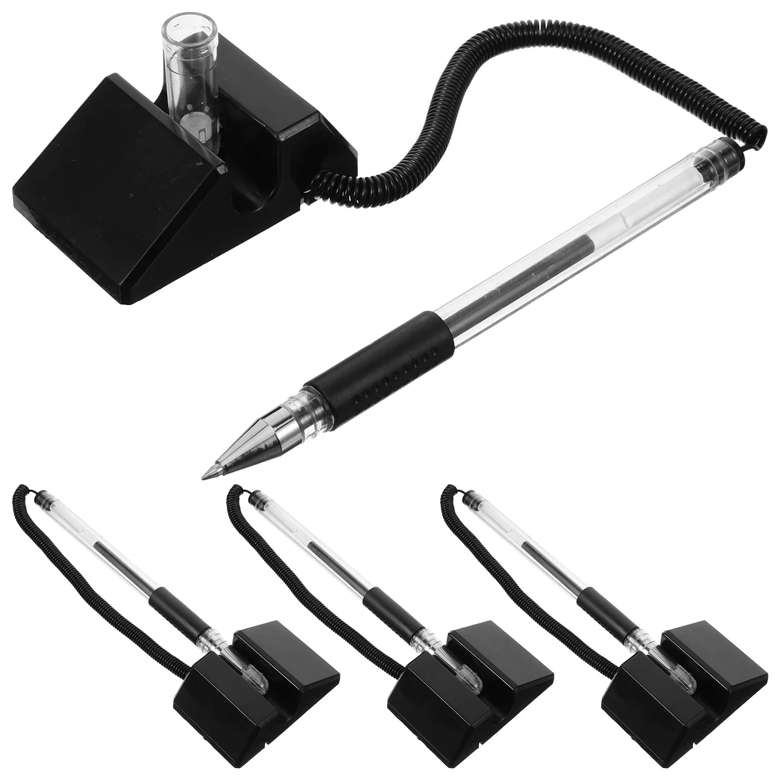 

4Pcs Professional Ballpoint Signing Pen with Desktop Stand Vertical Table Fixed Signature Pen for Banks Office Hotel Lobby Guest