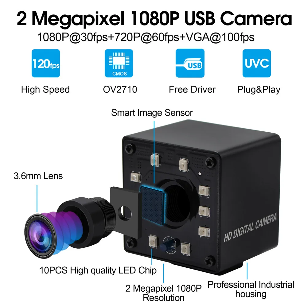 ELP USB camera 2 megapixel Full HD 1080P cmos OV2710  VGA 120FPS UVC mini micro IR night vision usb webcam for Linux system