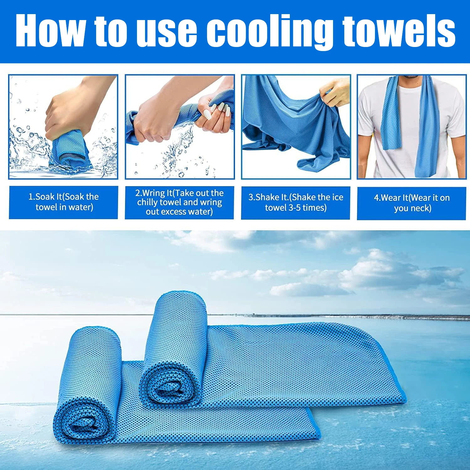 5Pack Cooling Towels, Sweat Towels Cooling Towels for Neck and Face,  Yoga, Camping, Running, Fitness, Workout & More Activities