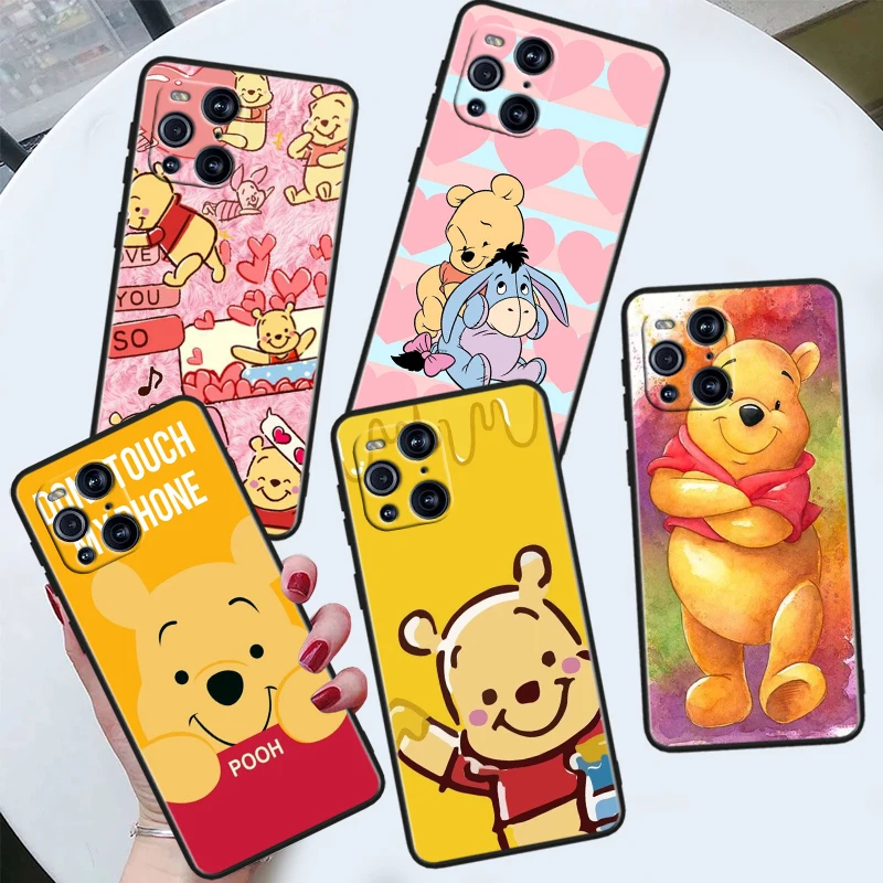 Winnie Disney Pooh For OPPO Find X6 X5 X3 X2 F21S F21 Pro Lite Neo Black Silicone Fundas Soft Cover Capa Phone Case