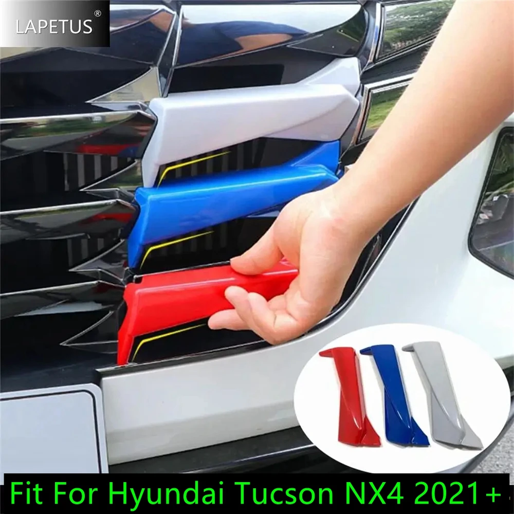 

Car Accessories Front Center Grill Bar Tricolor Hood Grille Grid Strip Decor Panel Cover Trim For Hyundai Tucson NX4 2021 - 2024