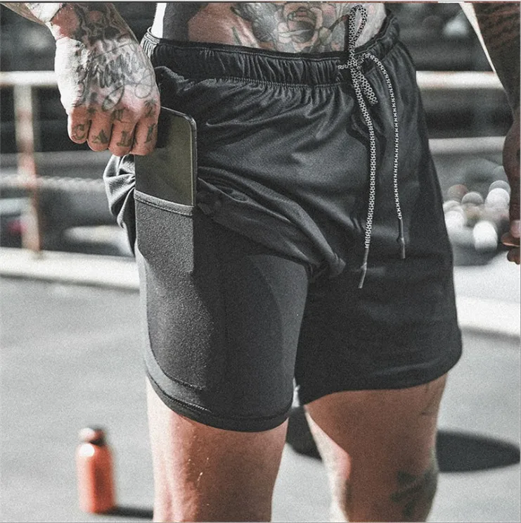 Pantalones cortos de entrenamiento 2 en 1 para hombre, Shorts deportivos ligeros de 7 \