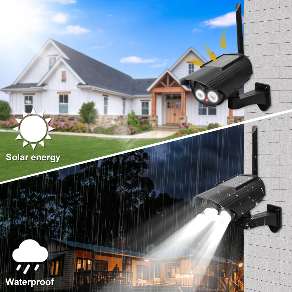 Outdoorové hnutí senzor solární světel atrapa decoy falešná kamera vodotěsný automatický rotace falešná CCTV monitoring pro verandě sad