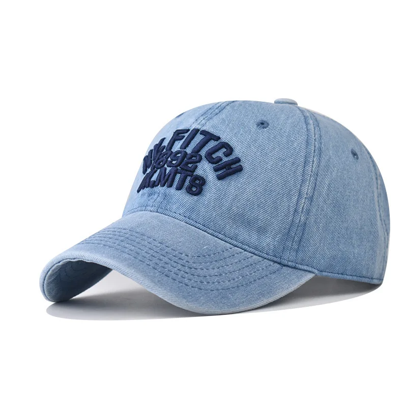 

Washed And Distressed Embroidered Baseball Cap Snapback Hat Unisex Outdoor Versatile Trendy Denim Dad Hat
