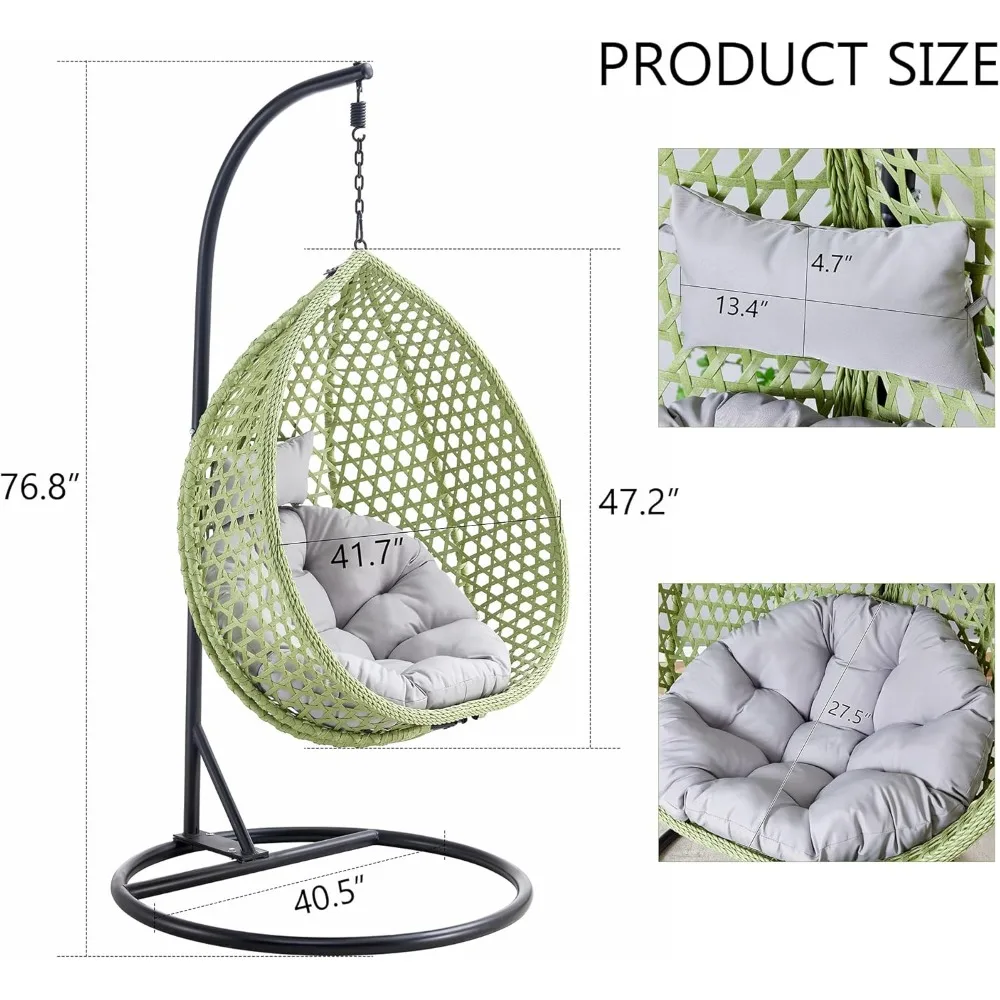 Egg Chair Outdoor, Swing Basket Chairs with Stand, Hanging Egg Chairs, Lounge Chair, Foldable Basket and Metal Stand, Hammocks