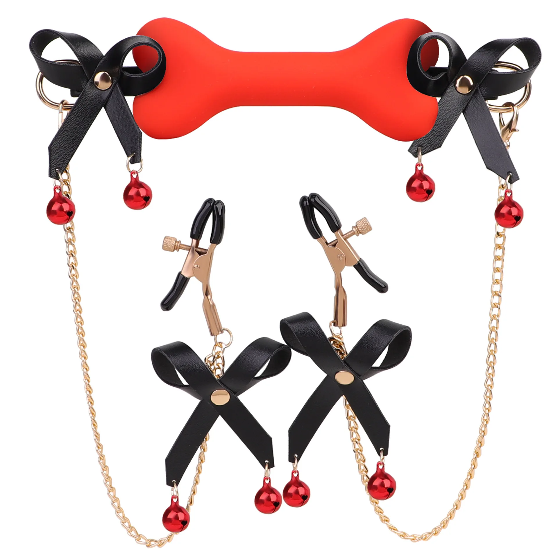 Bone Mouth Gag & Nipple Clamps Set  BDSM Training Toys, Adult Sex Toy & Adult Game