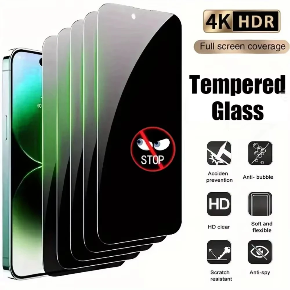 1-5pcs Anti Spy Screen Protector for iPhone 17 16 14 15 Pro MAX 11 12 13 Mini Air 16 Plus 16e Full Cover Privacy Tempered Glass