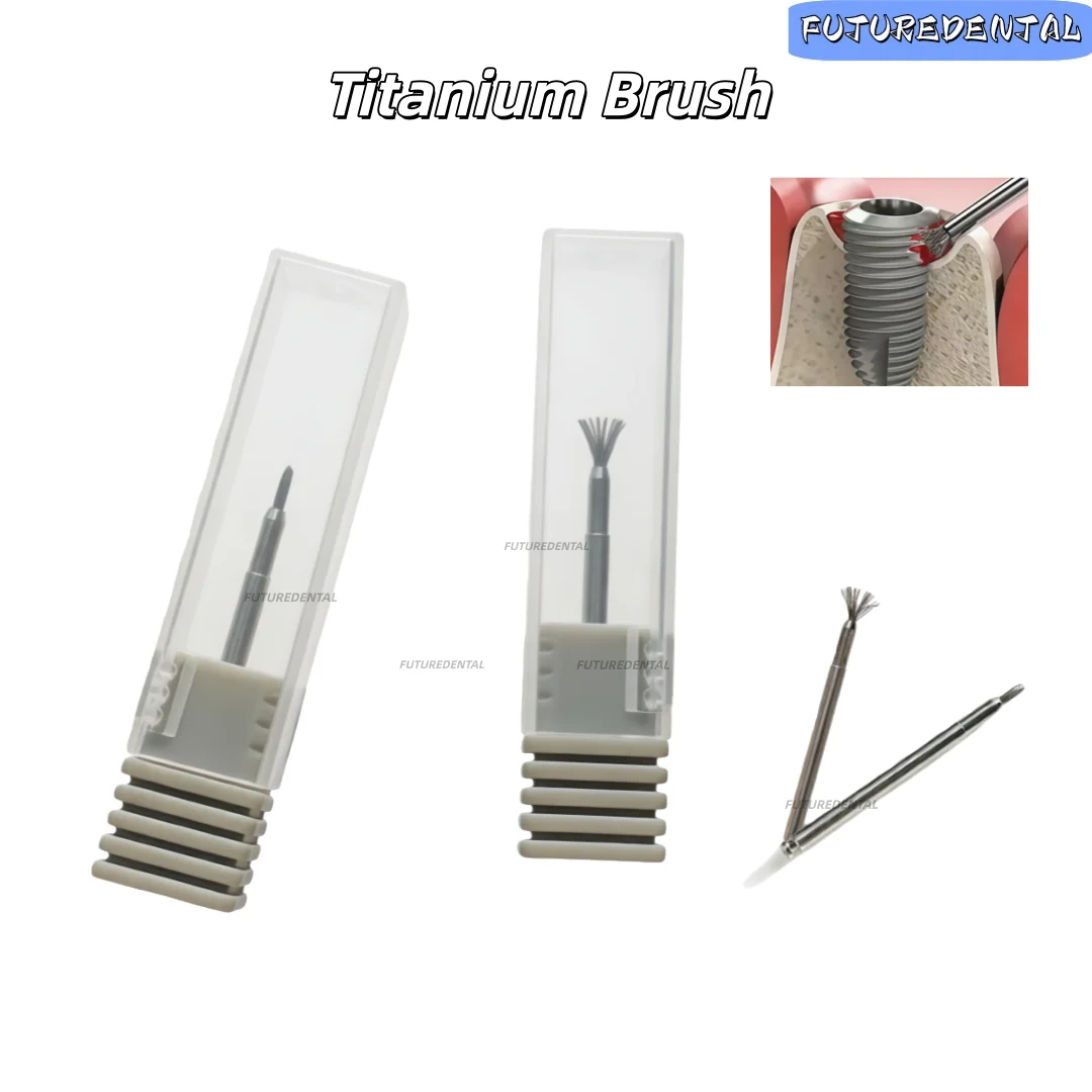 Dental Titanium Brush Surface Cleaning BrushFixture Implant Bristles CleanTool Taper head Pocket head