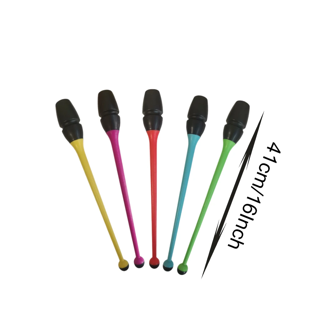1 Pair 41cm/16Inch Rubber Head Insertable Artistic Gym Stick Rhythmic Gymnastics Bar Rhythm Exercise with Clubs