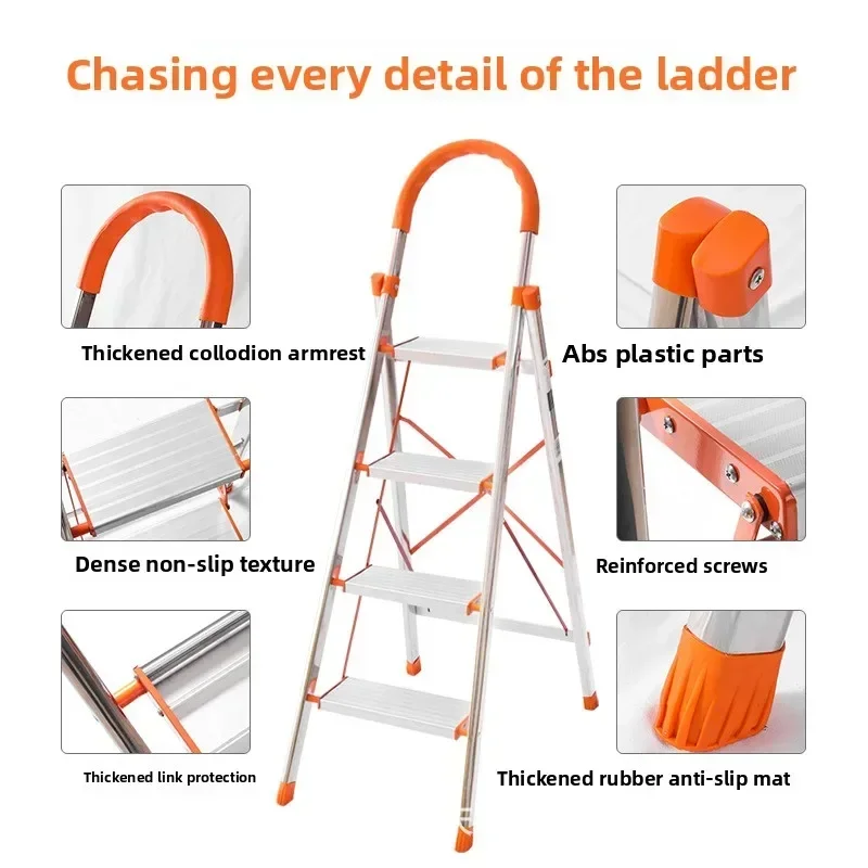 D-type household stainless steel ladder, portable aluminum alloy herringbone ladder, folding household ladder Chongqing ladder