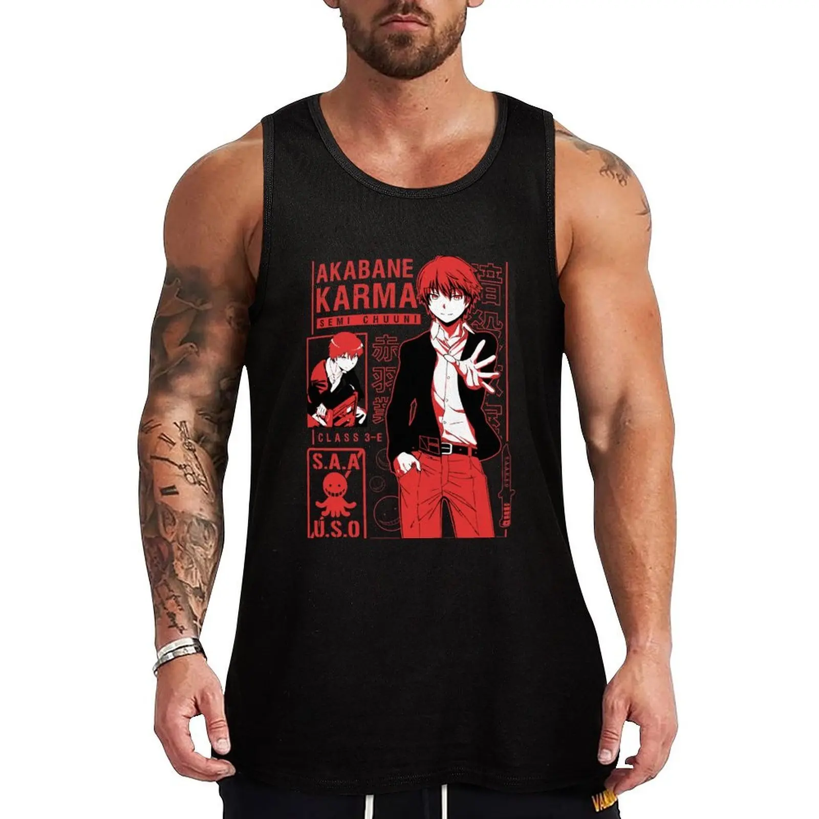 

KARMA AKABANE Tank Top Men's clothing brands Men's gym Men's t-shirts