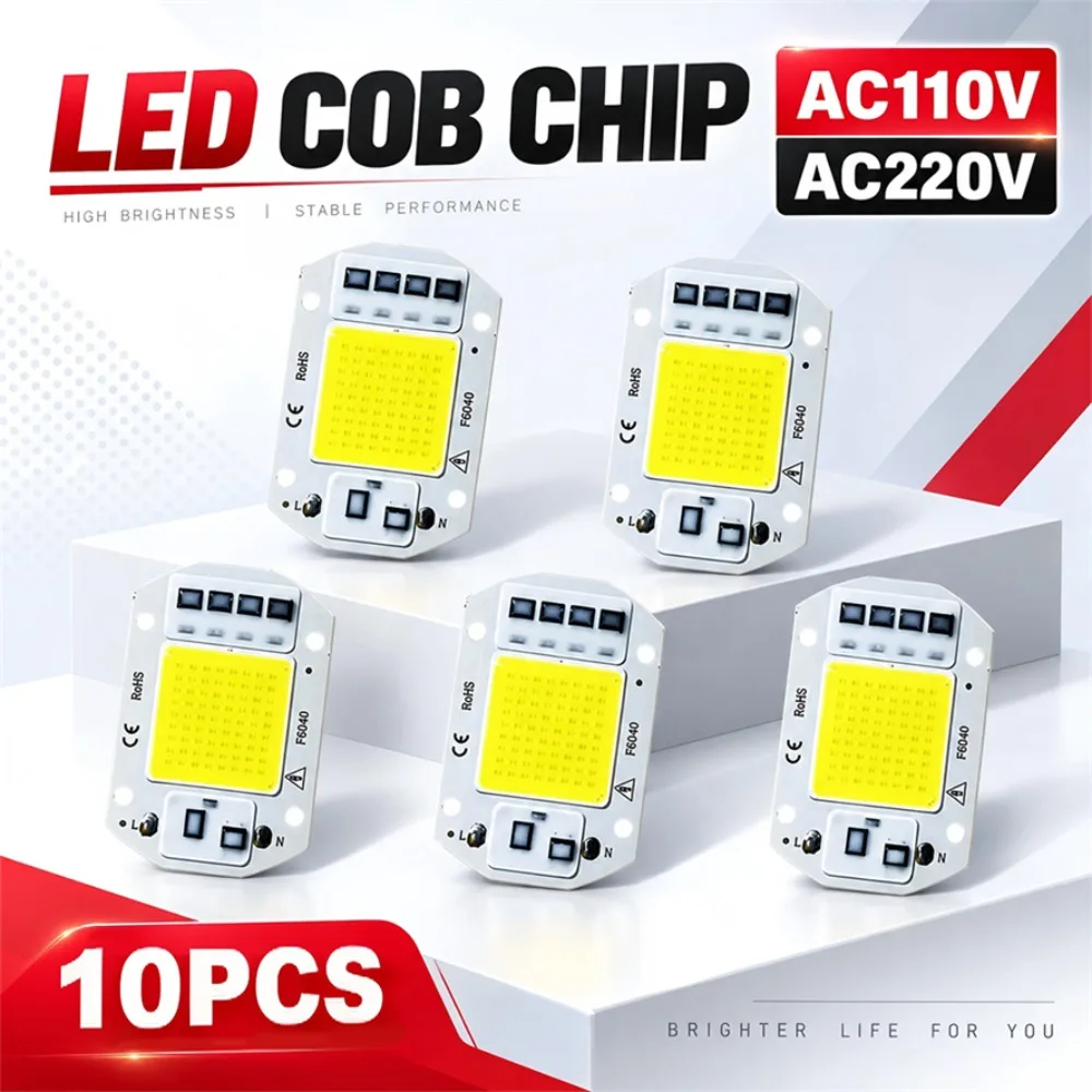 1~10PCS LED COB Chip 220V Led Chip No Need Smart IC Driver Diode Chip 20W 30W 50W Outdoor DIY Lights Floodlights Spotlights