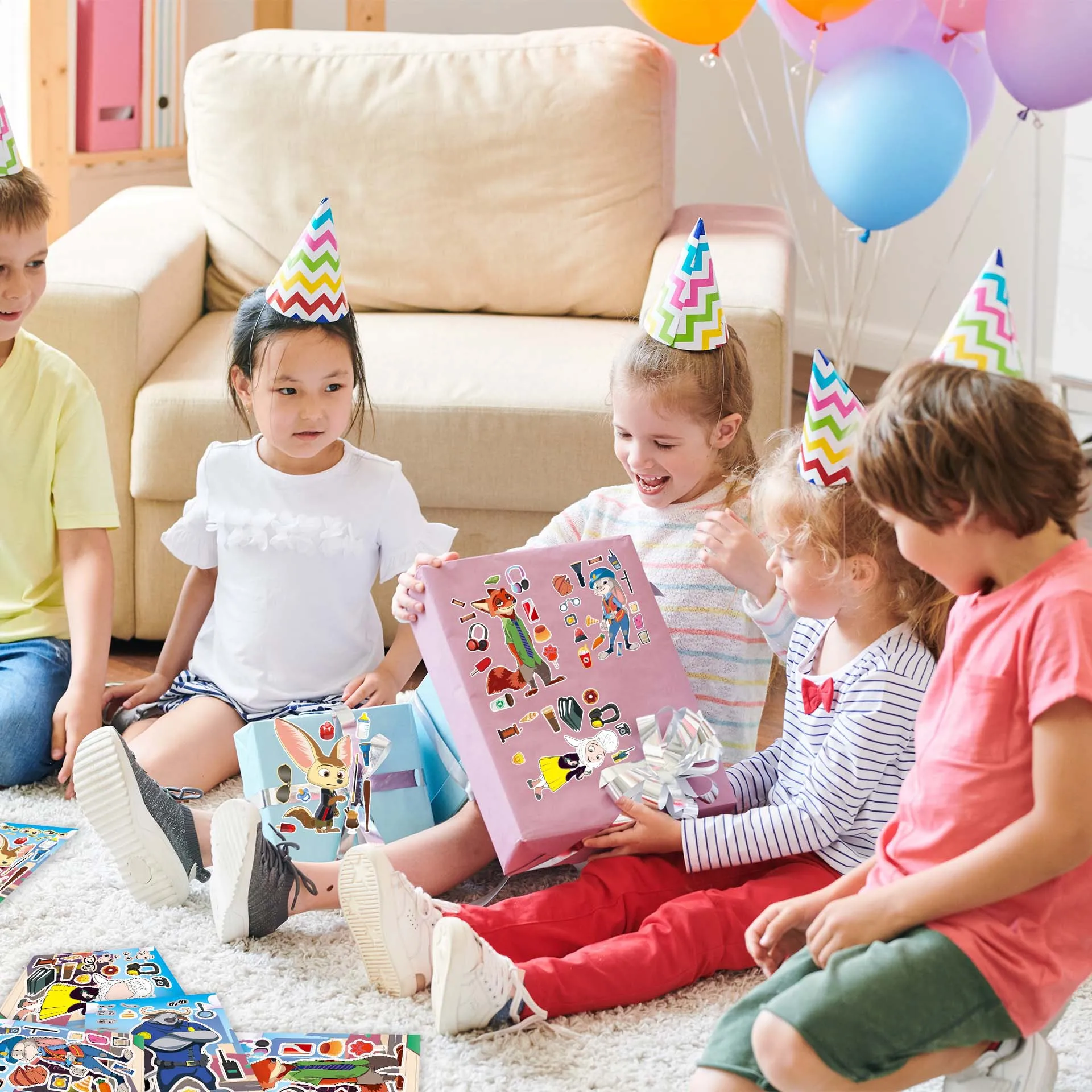 Nick Judy adesivi per fulmini adesivi per cartoni animati di animazione per bambini Zootopia puzzle interattivo genitore-figlio adesivi per il viso fai da te