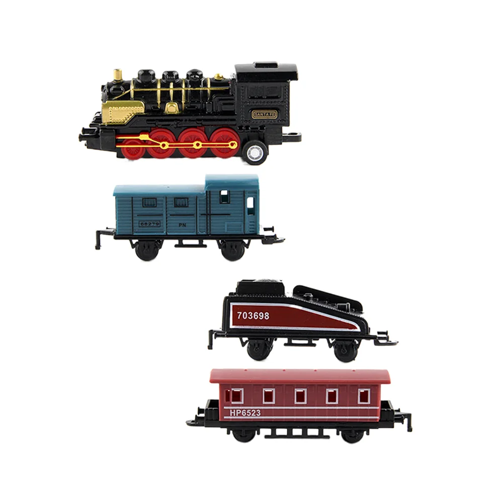 4 pçs liga carro de brinquedo veículos retro trem a vapor puxar para trás modelo trem crianças brinquedos conjunto para meninos presentes (preto)