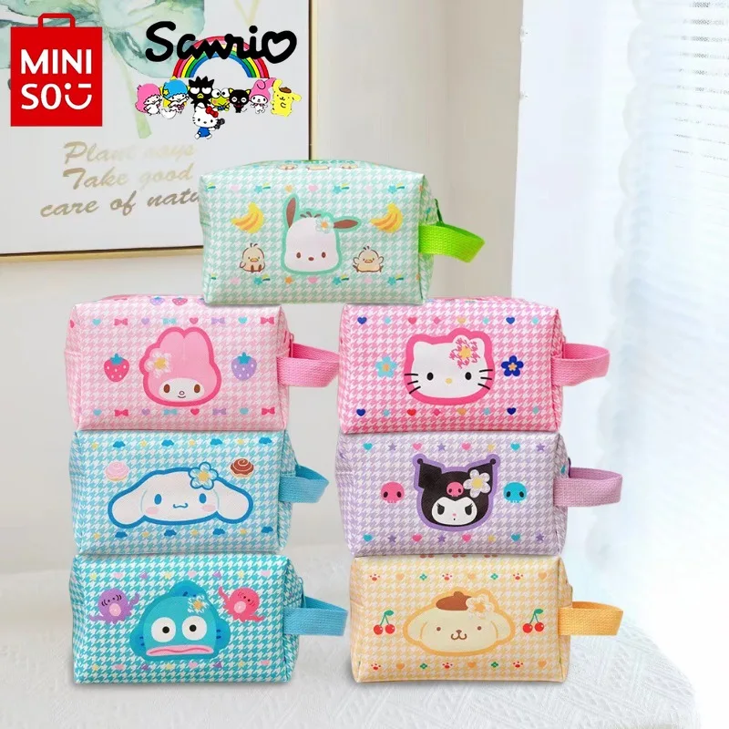 

MINISO New Women's Makeup Bag Fashionable High Quality Portable Toilet Bag Cartoon Versatile Multi Functional Travel Storage Bag