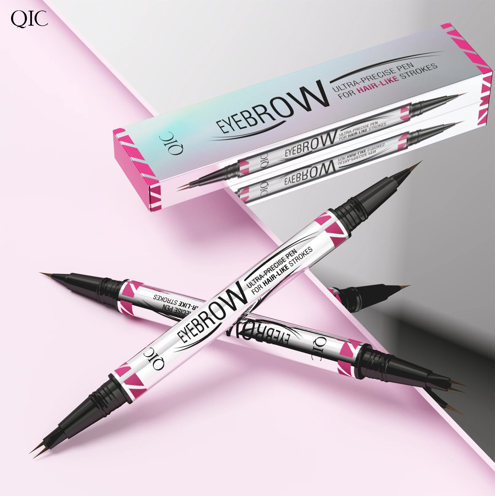 Dwugłowy zakrzywiony ołówek do brwi Wodoodporny, długotrwały naturalny eyeliner Wild Brow Sleeper Silkworm