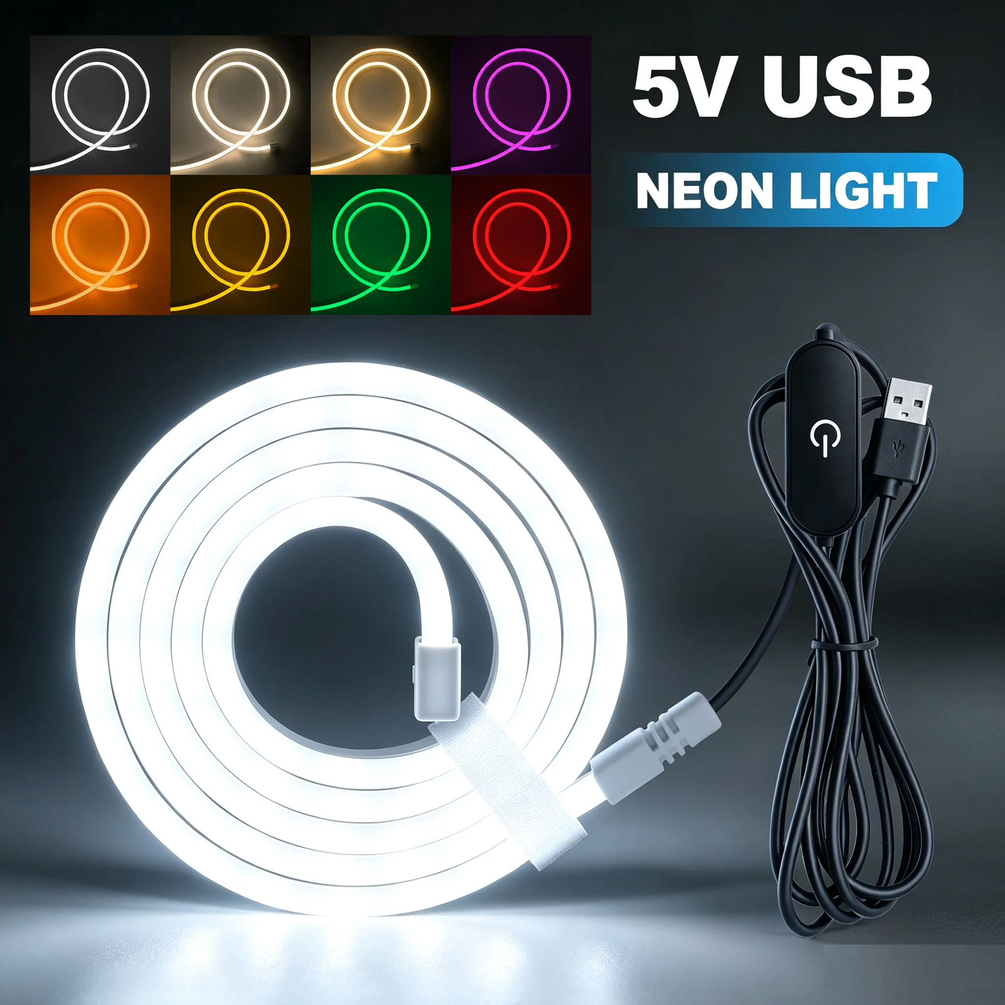 DC 5V LED Strip Neon Light USB Dimmable Touch Sensor Switch Flexible Silicone Neon Sign Room Decor Outdoor Waterproof LED Tape